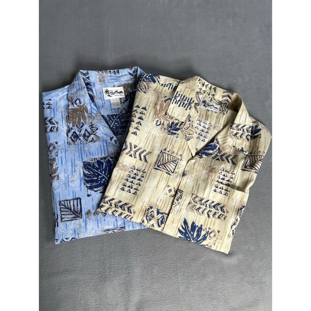 2‎ Hawaiian Made Howie Shirts Sz Xl Blue/ Tan